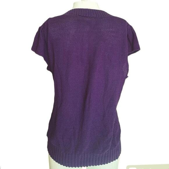 Jessica Scott Vintage Women's Size Medium Chevron Micro Knit Sweater Top Purple - Picture 3 of 5